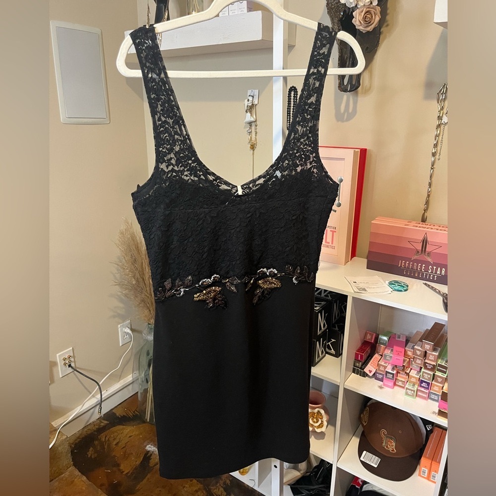NWT Medium Free People Secrets of Eden Floral Embroidered Mini Dress - Picture 9 of 10